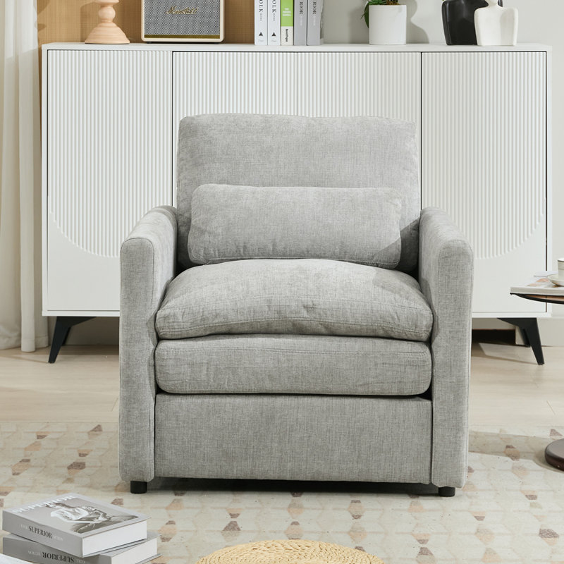 Fauteuil simple surdimensionné rembourré, Gris clair