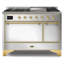 Cuisinière à double combustible de 48 pouces avec 8 brûleurs scellés et plaque chauffante ILVE Majestic II Series (porte pleine)-64707734-64707737