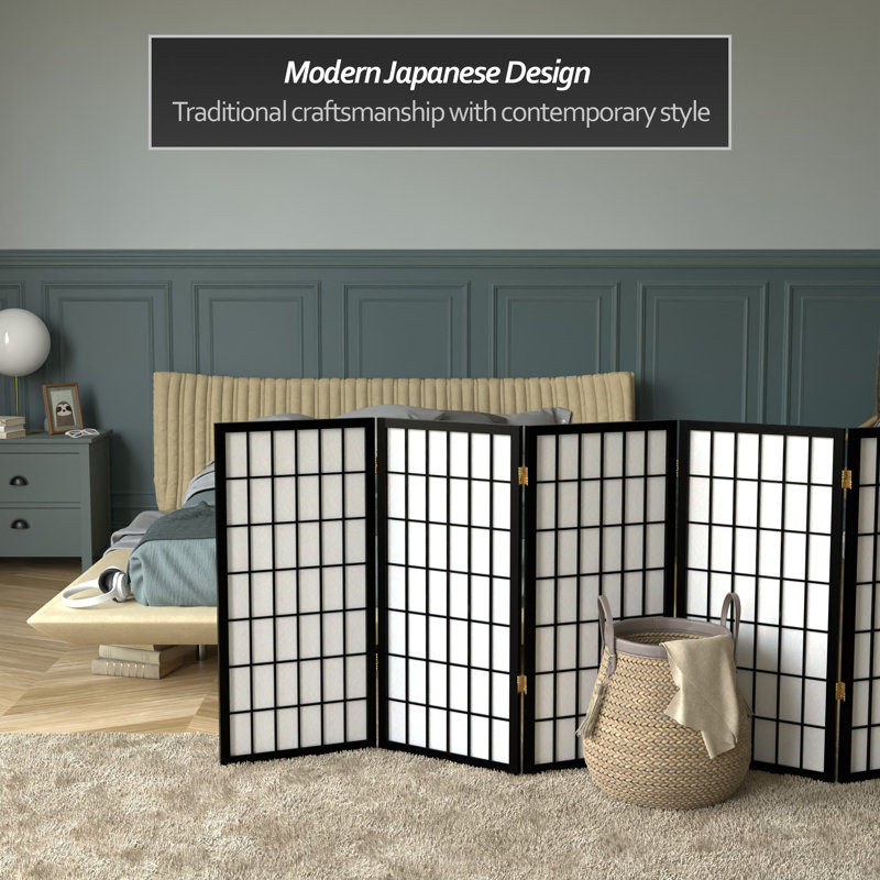 Alex Folding Room Divider, Black, 8 Panels