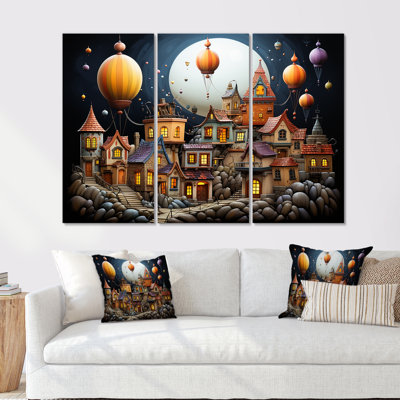 «Fantasy Air Ballon Village III - Montgolfière», art mural