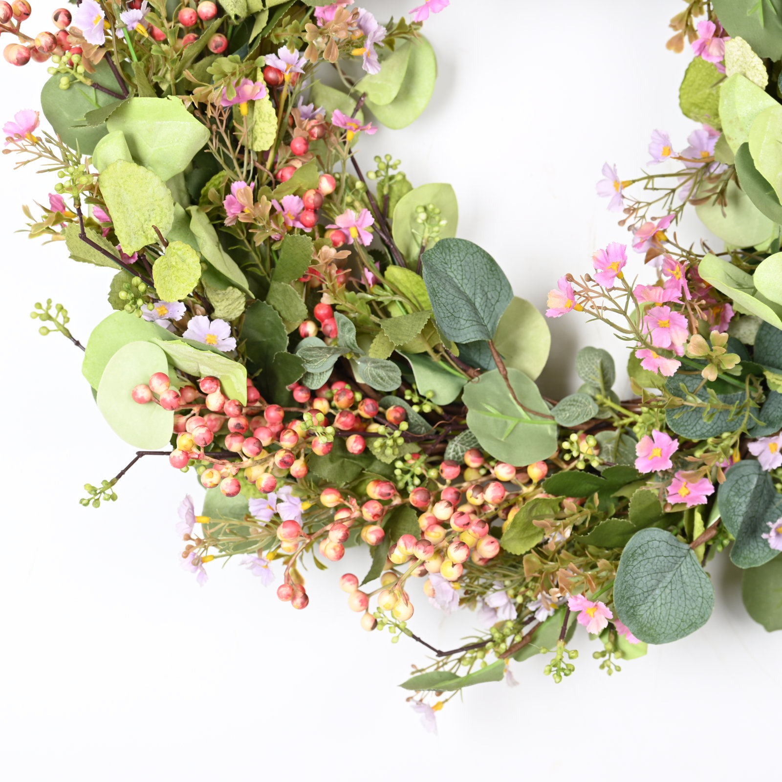 24" Artificial Wildflower Eucalyptus Berry Thanksgiving Day Fall Wreath For Front Door