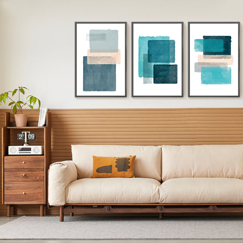Abstrait moderne - ensemble de 3 reproductions de photos sur toile, H 16 po x l 36 po x P 1,5 po, Noir