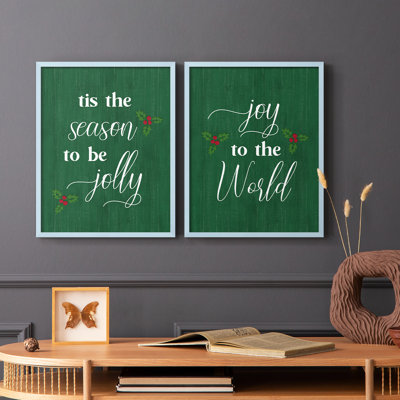 Tis the Season Holly - reproduction encadrée de qualité supérieure - prête à être accrochée - aucun clou requis - aucun clou requis