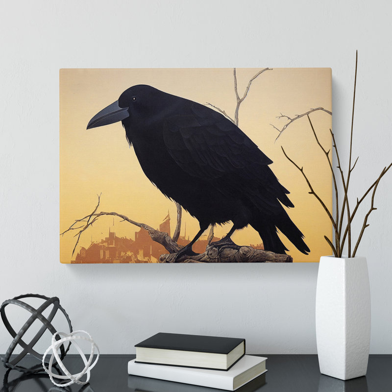 Amazing Crow Bird - Wrapped Canvas Print, 35cm H x 50cm W x 3cm D