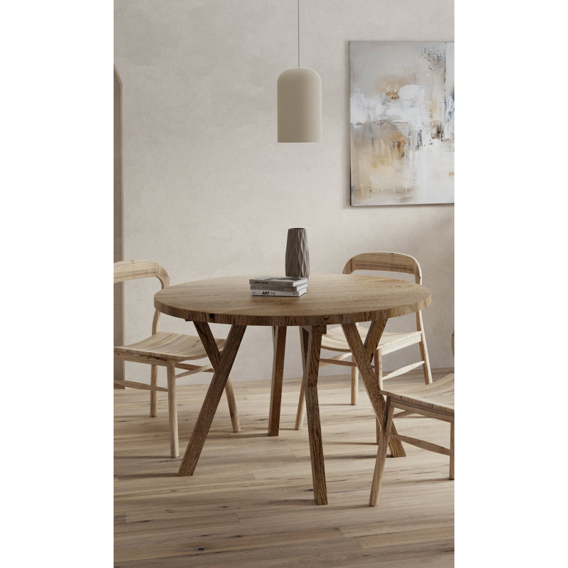 Watheroo Oak Round Solid Wood Dining Table, Wood, H76 x L100 x W100cm