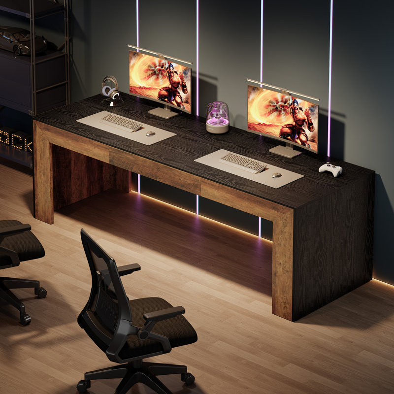 Computer Desk, Black/Vintage Brown