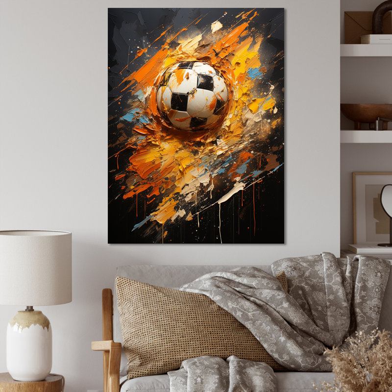 Joshuah Soccer Abstract Striker sur impression sur toile, H 44 po x l 34 po x P 1,5 po, Toile tendue