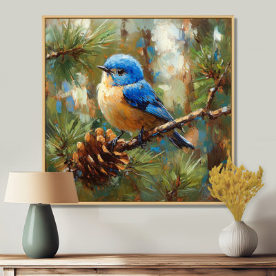 Cheery Bluebird In The Pines II - Bird Wall Art