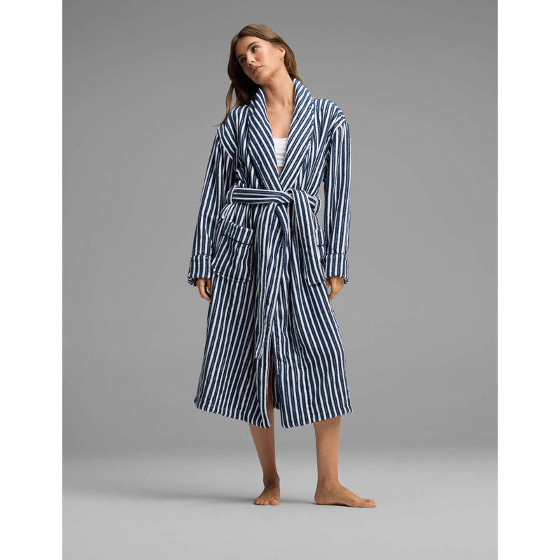 Ribbed Terry Bath Robe, S