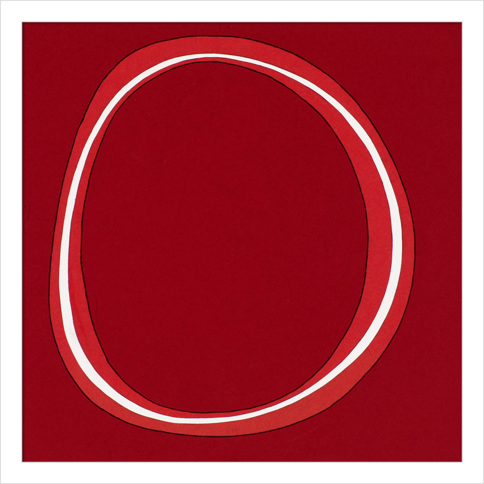 Red Circle Print by Alex Dunn, White, 17" H x 17" W