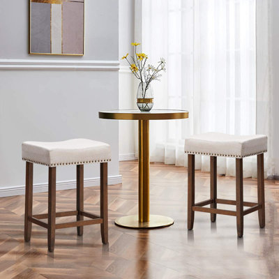 Upholstered Counter Stool with Solid Wood Frame