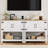 Farmhouse Console Table with Power Outlet, Entryway  Table with Storage Cabinet & Shelf,  Coffee Bar for Hallway, Kitchen, Living Room, White