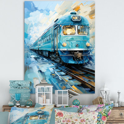 " Teal Train Geometric Momentum II "