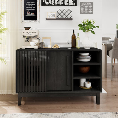 Buffet 47,3 po avec rangement, buffet à 2 portes et pieds en bois massif de style campagnard, meuble télé, meuble de rangement pour la cuisine, la salle à manger, le vestibule et le vestibule
