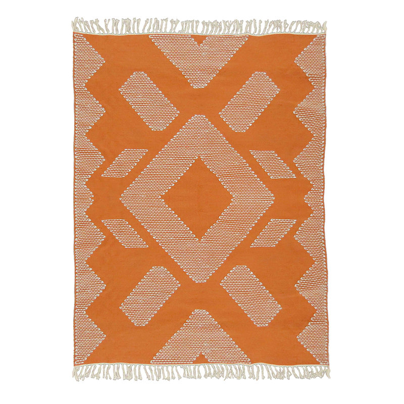 Tapis d'extérieur tissé à la main, papaye, Rectangle 5 pi x 7 pi