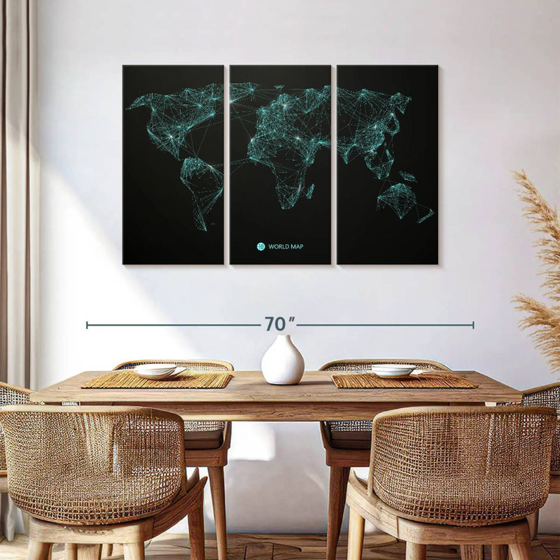 Aliaz Network Connection World Map, 36" H x 57" W