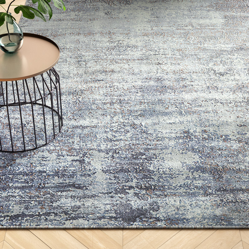 Tapis bleu ardoise Billy-James, Rectangle 7 pi 6 po x 9 pi 6 po