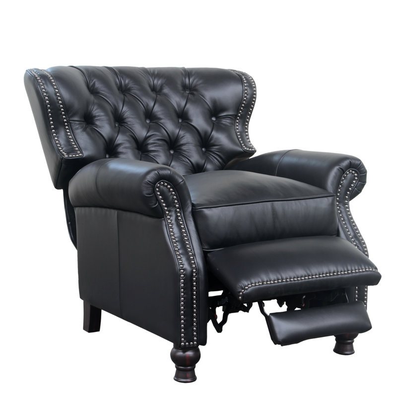 Dunlevy Recliner, Onyx Genuine Leather