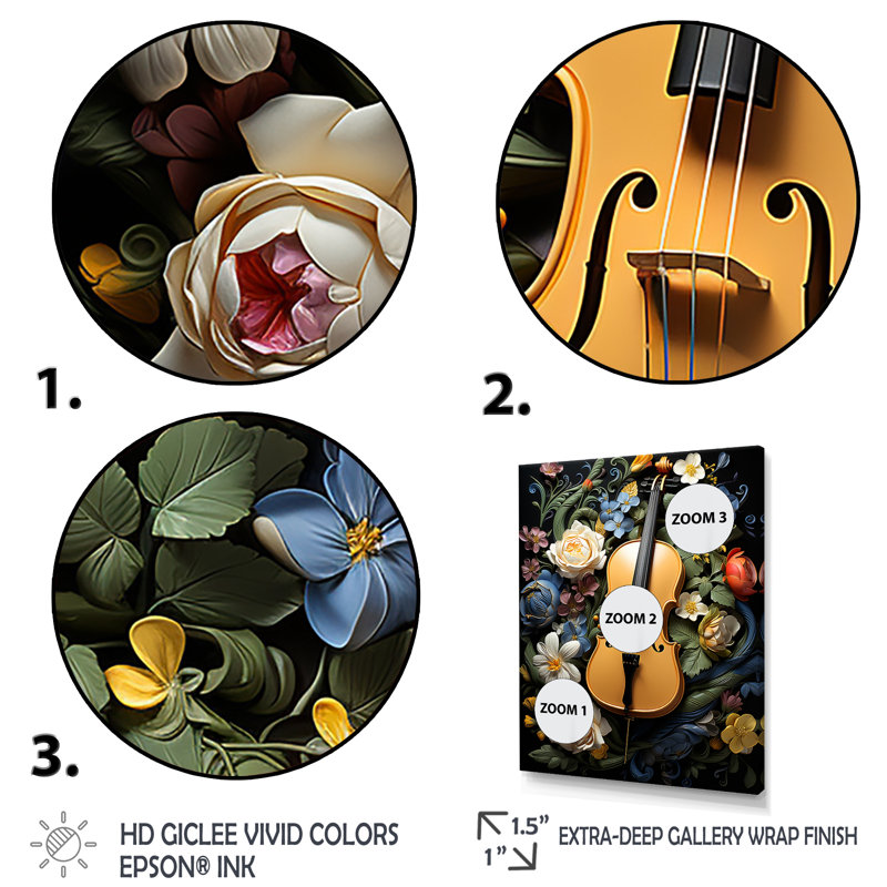 «Yellow Nature's Harmony» - art mural musique, Toile tendue, H 32 po x l 16 po x P 1 po