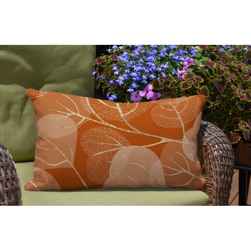 Coussin lombaire intérieur / extérieur Baka Leafs, Orange / or