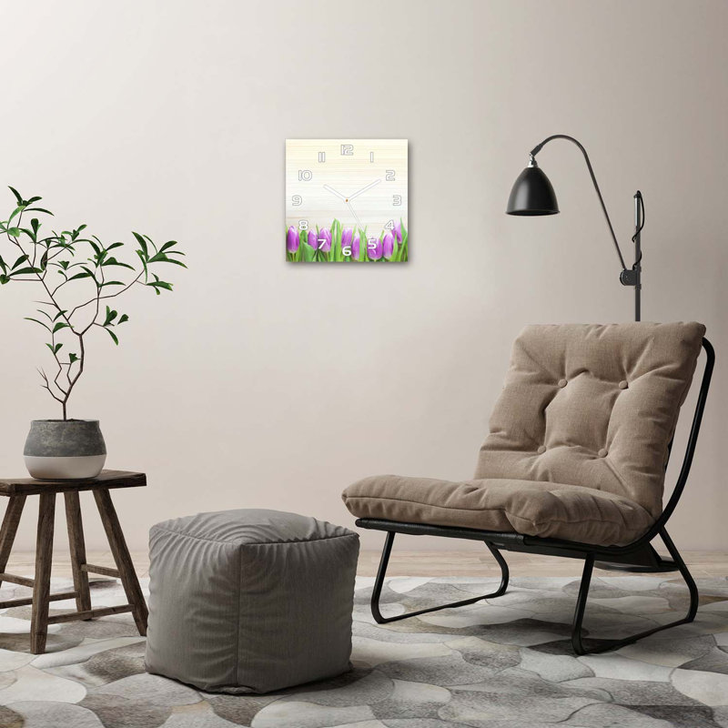 Glass Wall Clock, White/Beige/Green/Purple