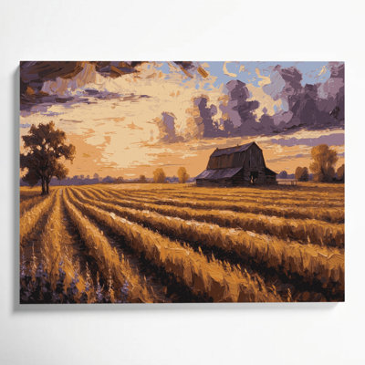 «Farm Evening Sunset», art mural sur toile