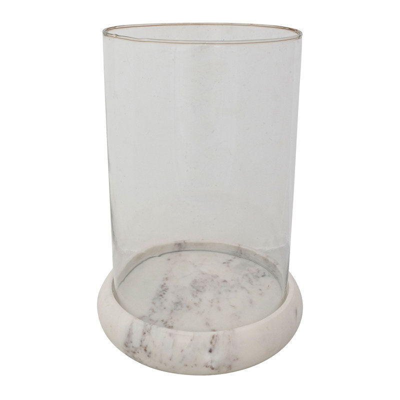 Glass Hurricane Candleholder With Marble Base