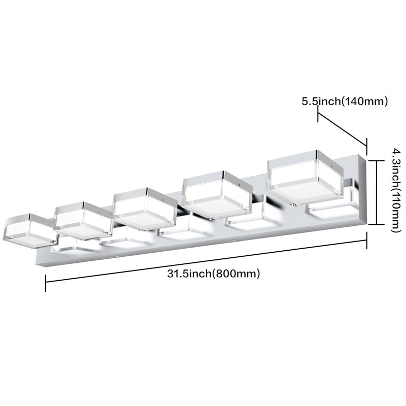 Dimmable LED Vanity Light, 5, Chrome