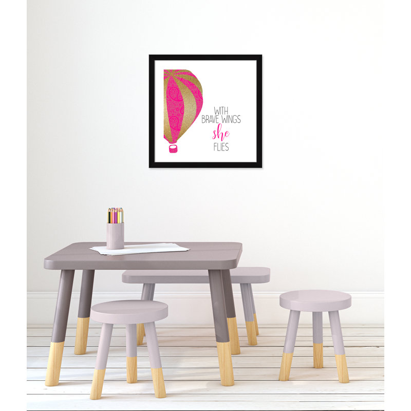 avec des ailes courageuses, impression sur papier, H 24,5 po x l 24,5 po x P 0,63 po, Cadre noir
