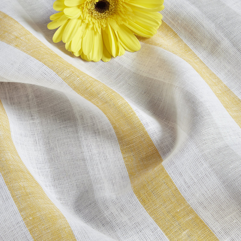 Yellow and Gray Striped Linen Rectangular Tablecloth, 60 x 108 Inch