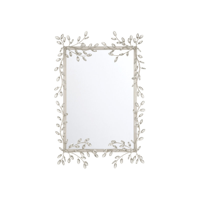 Forget-Me-Not Rectangle Beveled Mirror, Silver