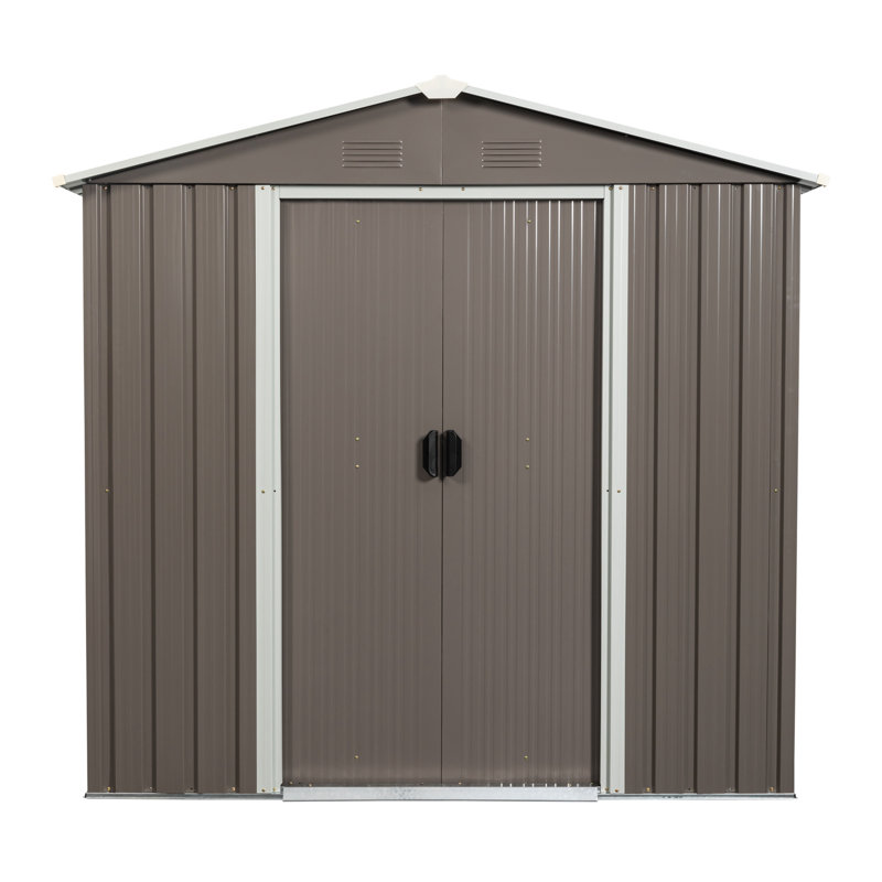 Outdoor Metal Storage Shed, Gray, 8 ft. W x 4 ft. D