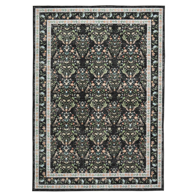 Tapis doux lavable pour le salon - Tapis rétro à poils courts vieillis - Antidérapant, facile d'entretien, décoratif - vert, 2 x 6 pi (61 x 183 cm)