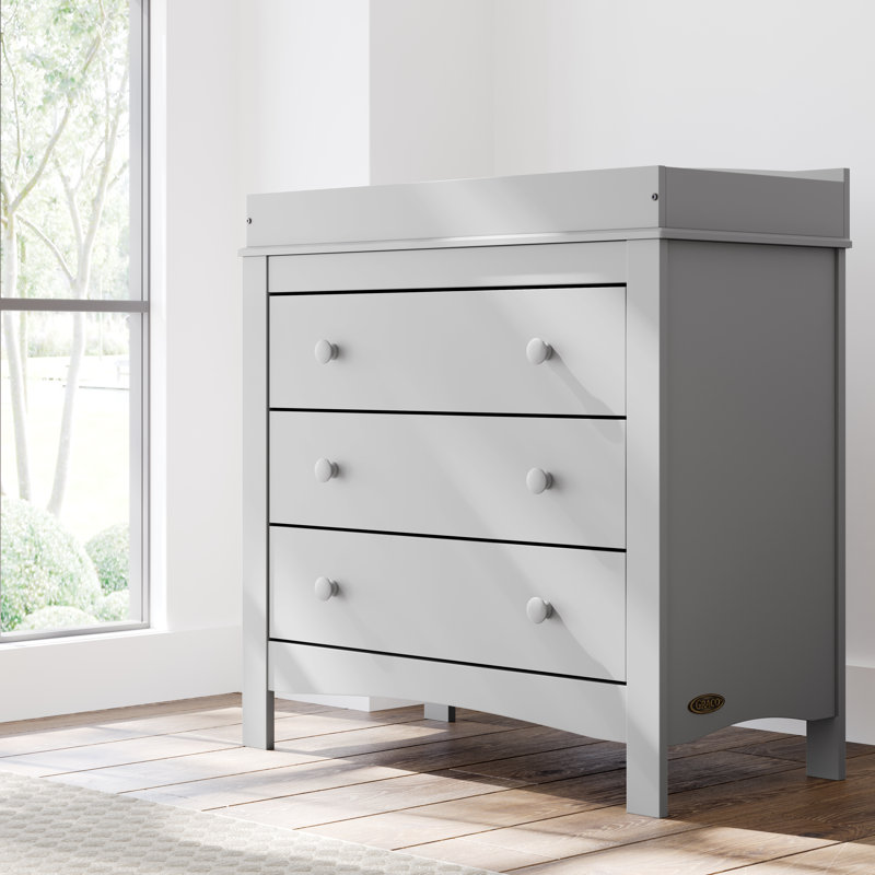 Noah 3 Drawer Chest with Changing Topper, Pebble Gray