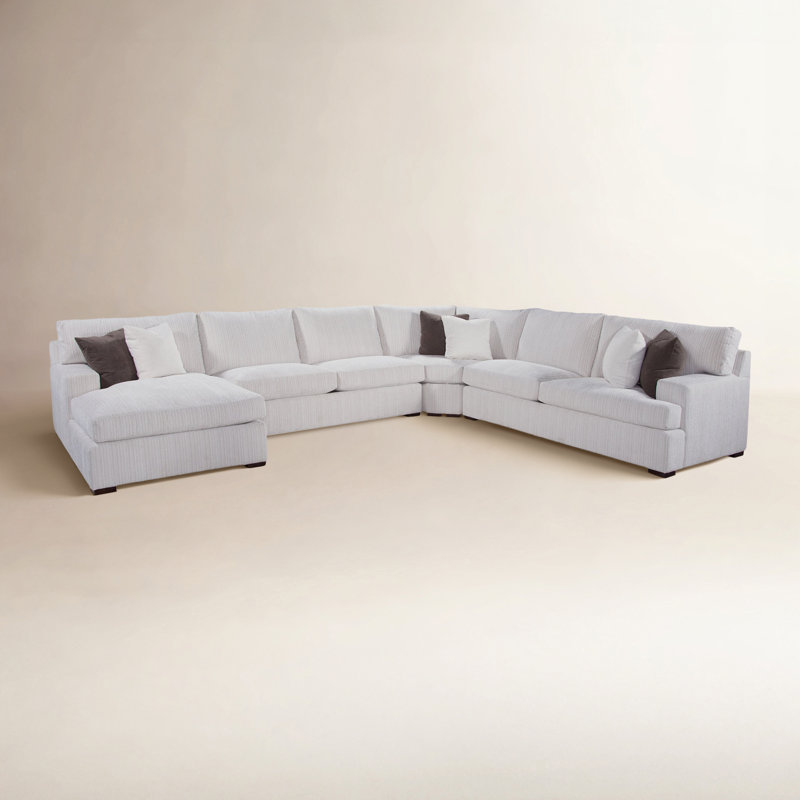 Cambria Four Piece Chaise Sectional, Frost White, Right Hand Facing, Basic Blue; 0317-63