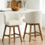 Tabouret de bar pivotant à 360 ° en forme de U avec base en bois d'hévéa massif, confort à ressorts, capacité de 350 lb-930555972