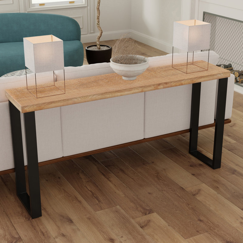Console en bois massif patiné de 70 po Glendive, Sawn Farmhouse Natural , H 34,5 po x l 70 po x P 16 po, Naturel