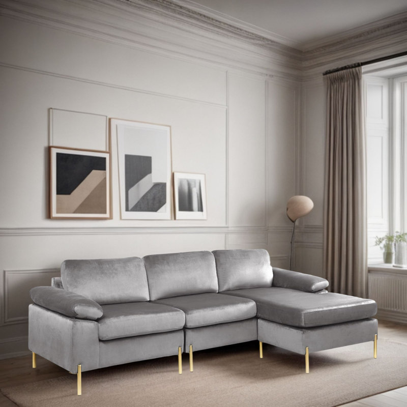 Seph 2 - Piece Upholstered Sectional, Gray Velvet