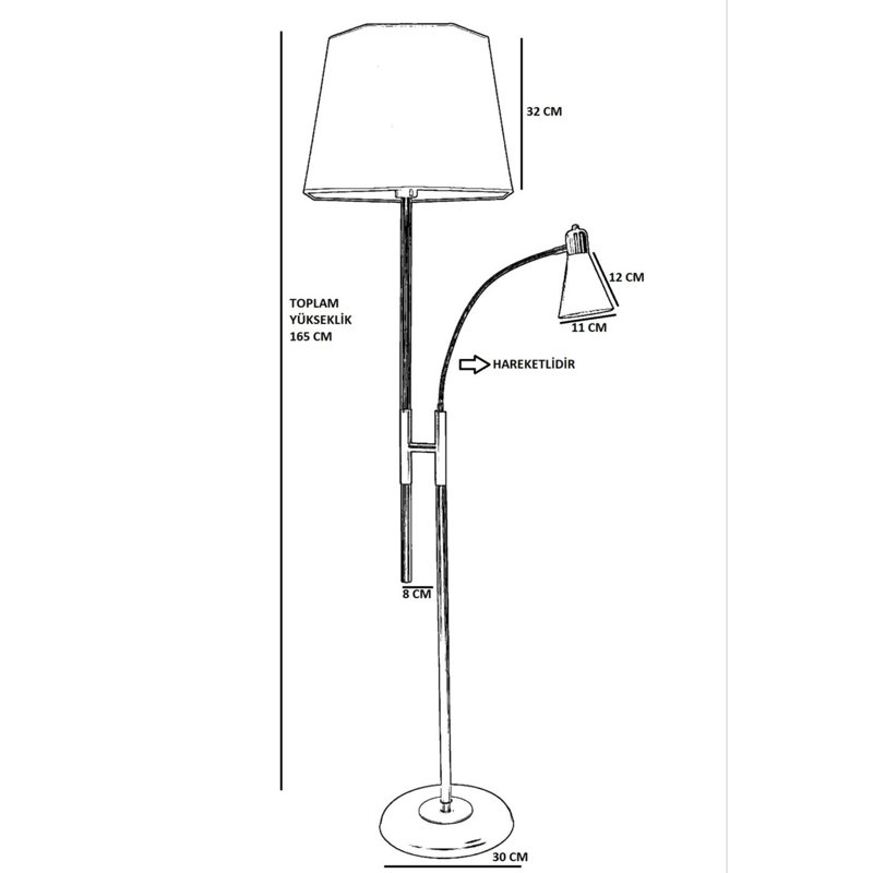 Raymer 165cm Torchiere Floor Lamp, Black, Black