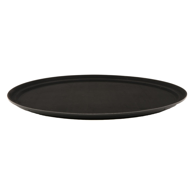 Non Slip Waiters Tray (Oval) Fiberglass Tray, Brown, 25" W x 31" D