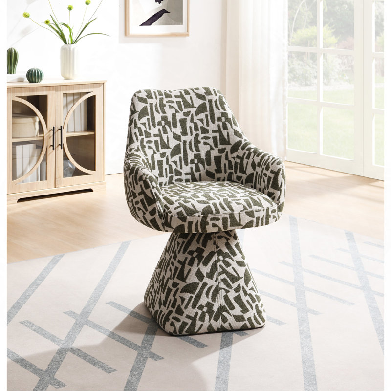 Fauteuil d'appoint en tissu vert avec pivot