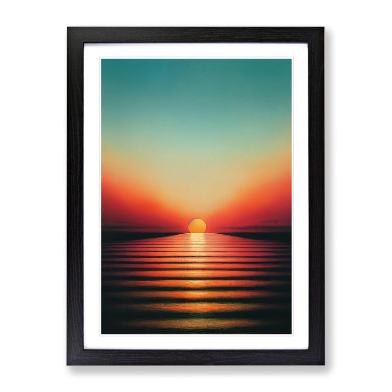 XV1022-3750X Resplendent Abstract Ocean Sunset - Print, Black Framed, 64cm H x 46cm W x 2cm D, Black