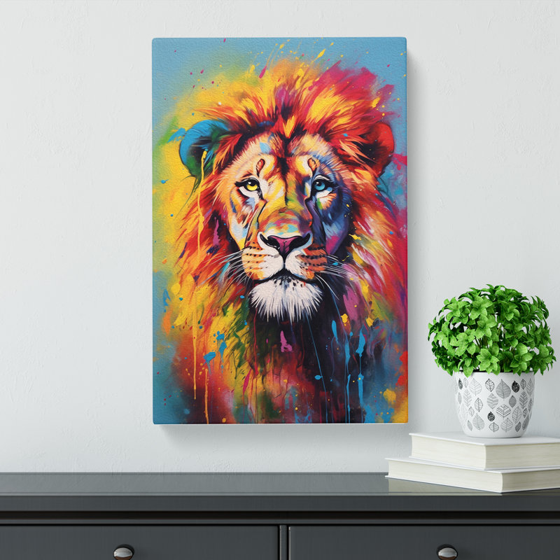 Lion Colour Field Art No.2 - Wrapped Canvas, 60cm H x 40cm W x 3cm D