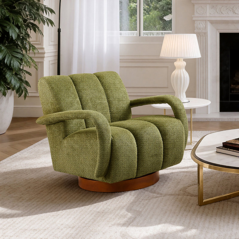 Swivel Upholstered Accent Armchair, Green