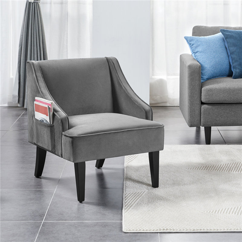 Fauteuil Accent, Velours gris velours