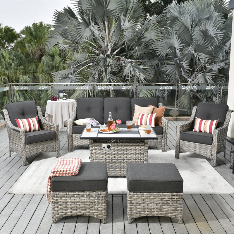 Luebbert 5 - Person Patio Conversation Set with Cushions, 20 cm H x 30 cm W, Dark Gray