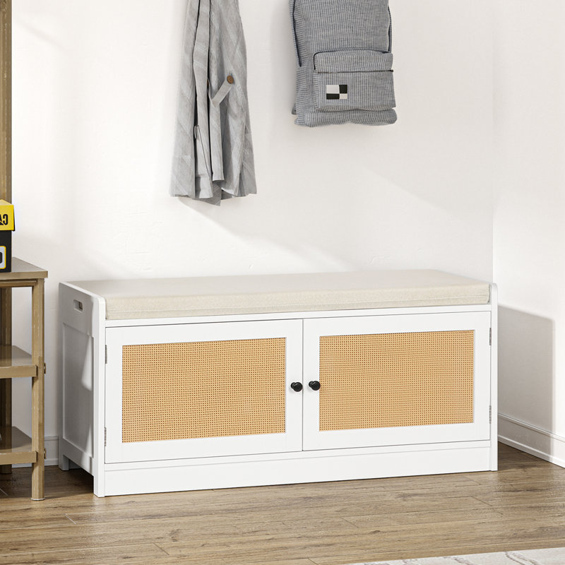 Mirazo Rattan Entryway Bench With Shoe Storage