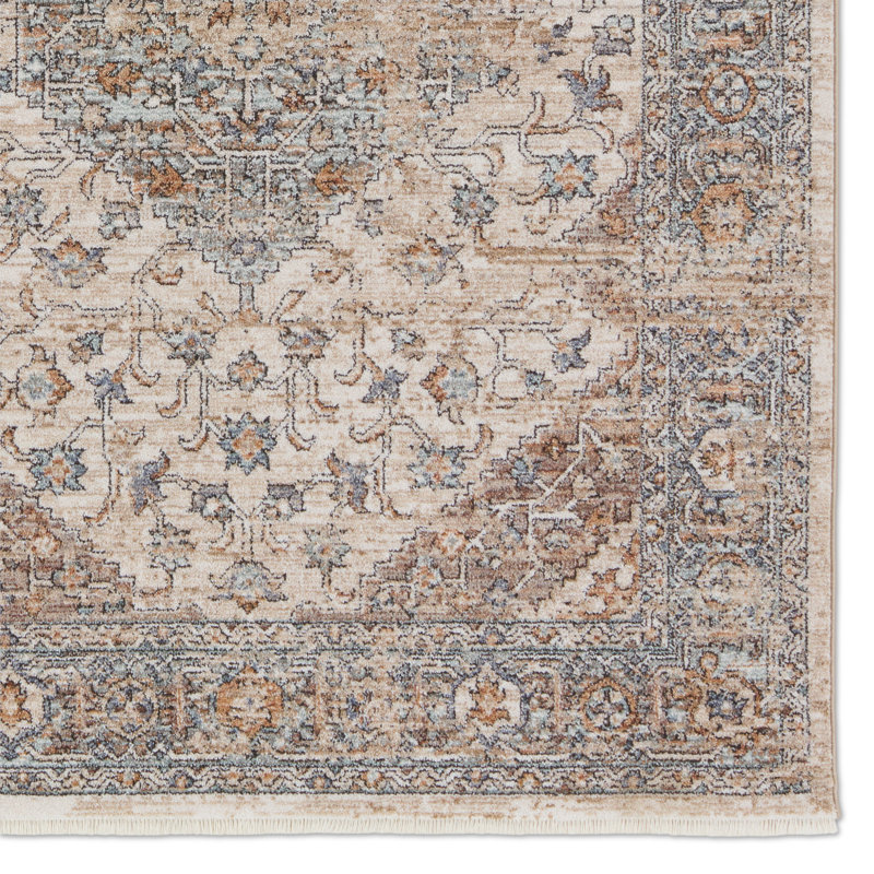Tapis beige / bleu Heir Medallion, Rectangle 9 pi x 13 pi