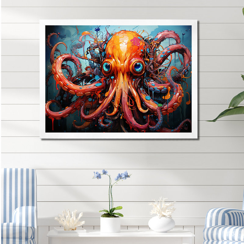 Octopus Expressionist Abyss, H 34 po x l 44 po x P 1,5 po, Toile tendue