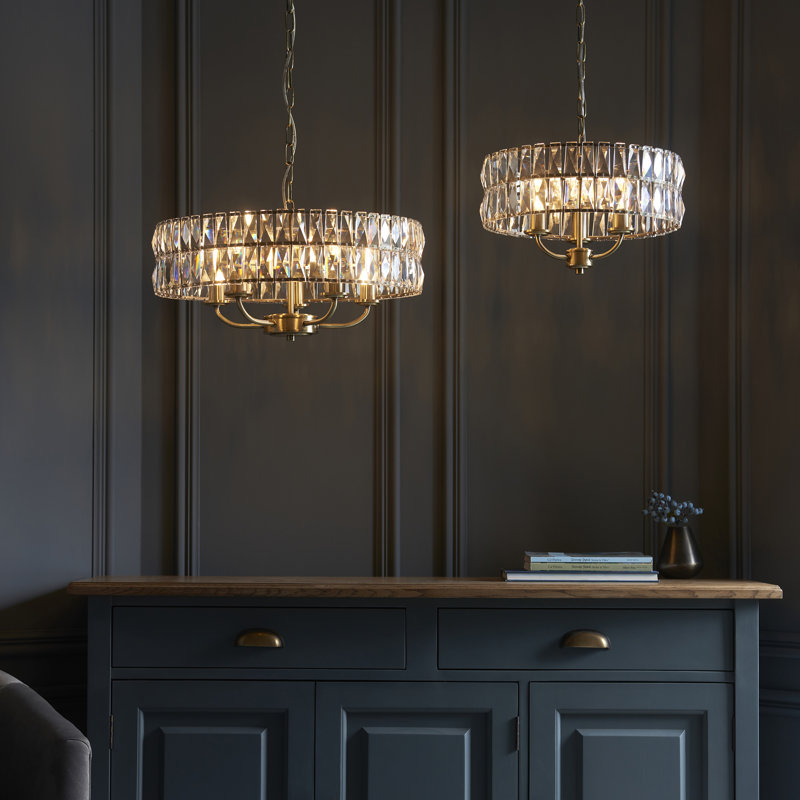 Yukon 3 - Light Drum Chandelier, Antique Brass